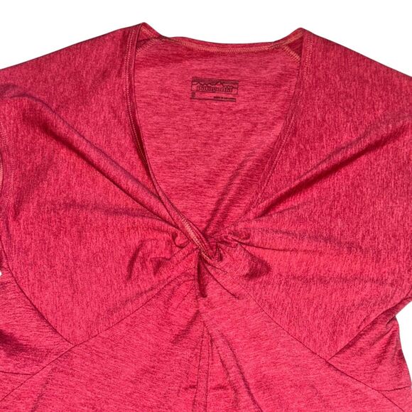 Patagonia Seabrook Bandha Dress Womens Size S Heather Red Twist Front S/S V Neck - Picture 3 of 6